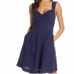 Lilly Pulitzer Cyndi Dress: Navy Blue w/ textured Tropical Fish and POCKETS!!!